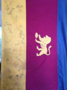 Homemade Premiership Flag with all the signatures of all the players to play in the 3 apremiership 2001, 2002 & 2003